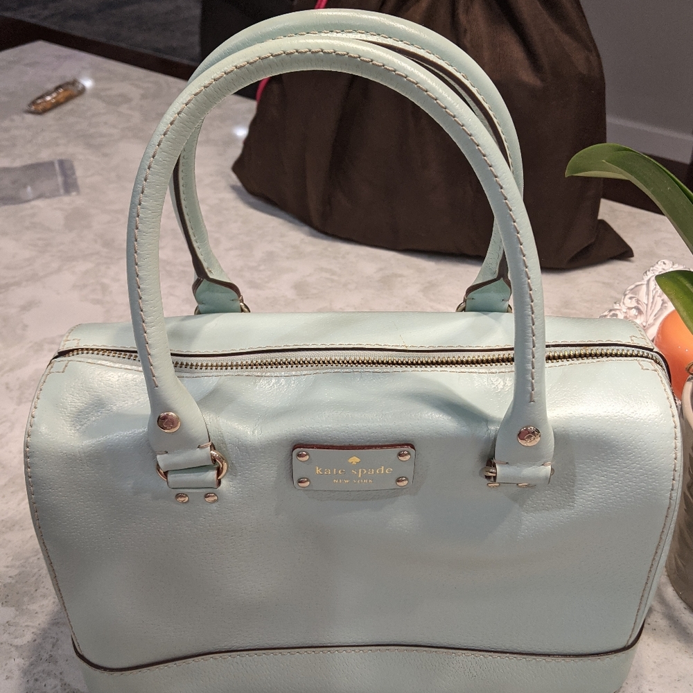 Kate Spade pale pastel mint barrel purse